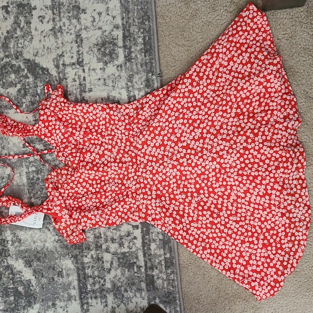 Zaful red summer dress with white flowers